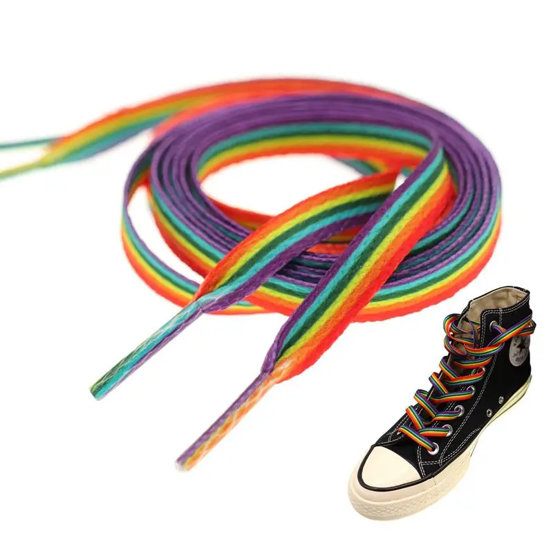 1 Pair Flat Rainbow Striped Sh - Lace Replacement Flat recension och pris