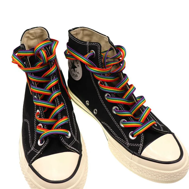 1 Pair Flat Rainbow Striped Sh - Lace Replacement Flat recension och pris