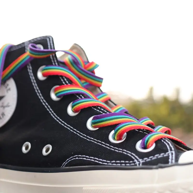 1 Pair Flat Rainbow Striped Sh - Lace Replacement Flat recension och pris
