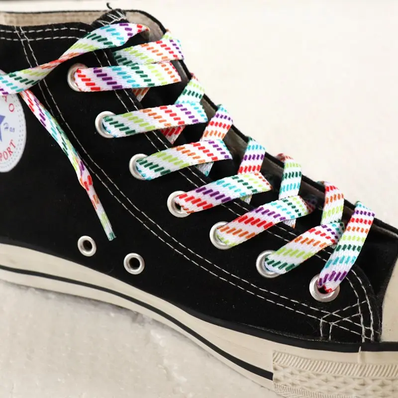 1 Pair Flat Rainbow Striped Sh - Lace Replacement Flat recension och pris